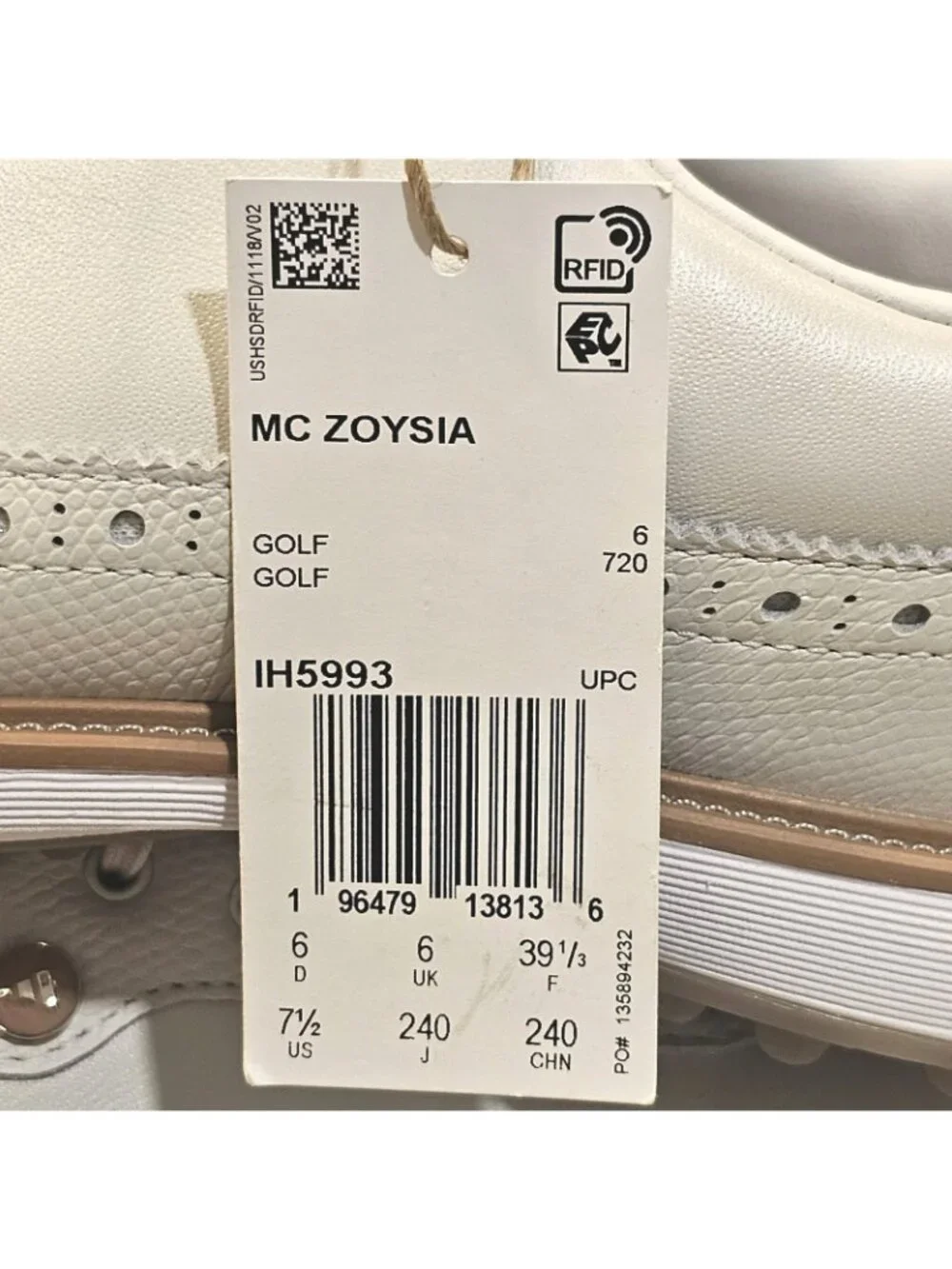 Adidas MC Zoysia Spikeless Golf Grey Gum White Shoes IH5993 - Women's Size 7.5